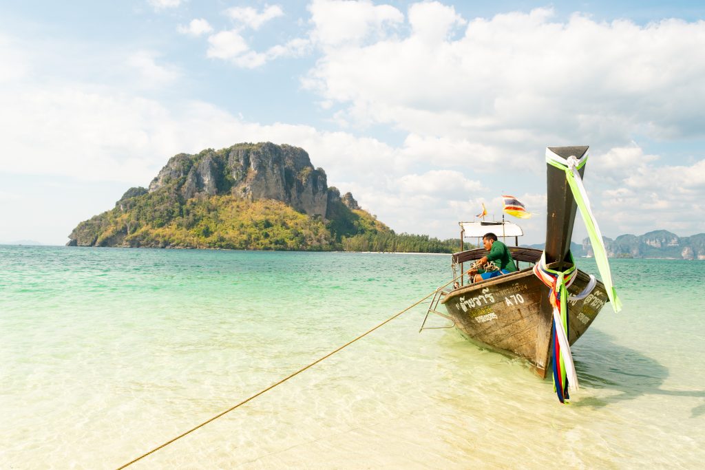Tup Island and Thap Island with a Longtail Boat in Krabi